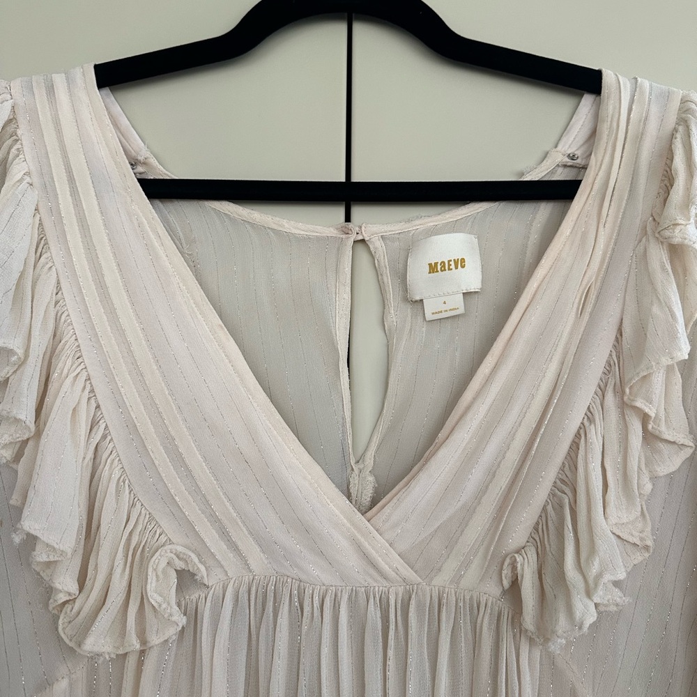 Maeve Cream Ruffled Blouse - Picture 2 of 6